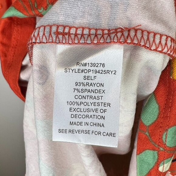 NWT Daniel Rainn Womens Orange Floral Short Sleeve Peasant Top Size PS Blouse - Picture 5 of 6